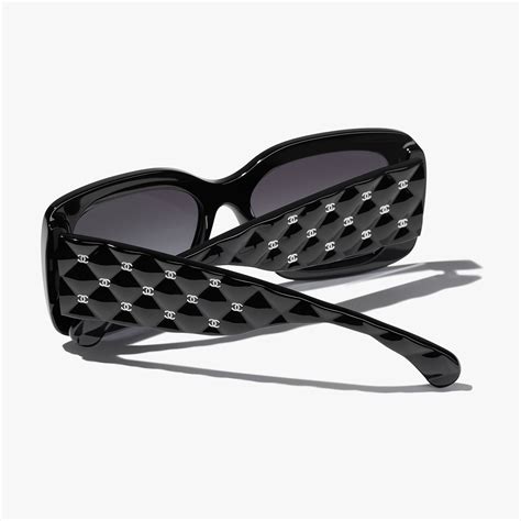 chanel acetate sunglasses and metal black|Rectangle Sunglasses Acetate & Metal Black. Lenses: Grey.